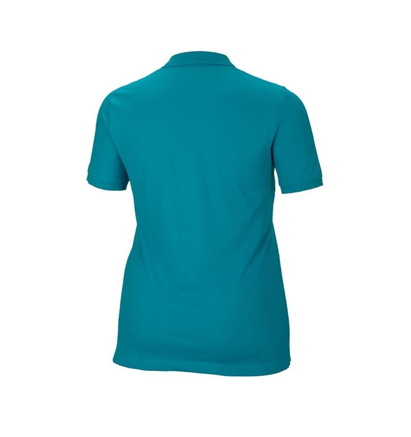 Bovenkleding: e.s. Pique-Polo cotton stretch, dames, plus fit + oceaan 3