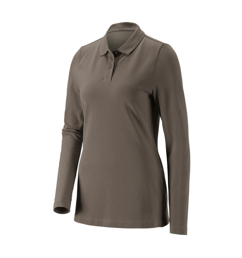 Bovenkleding: e.s. Pique-Polo longsleeve cotton stretch,dames + steen