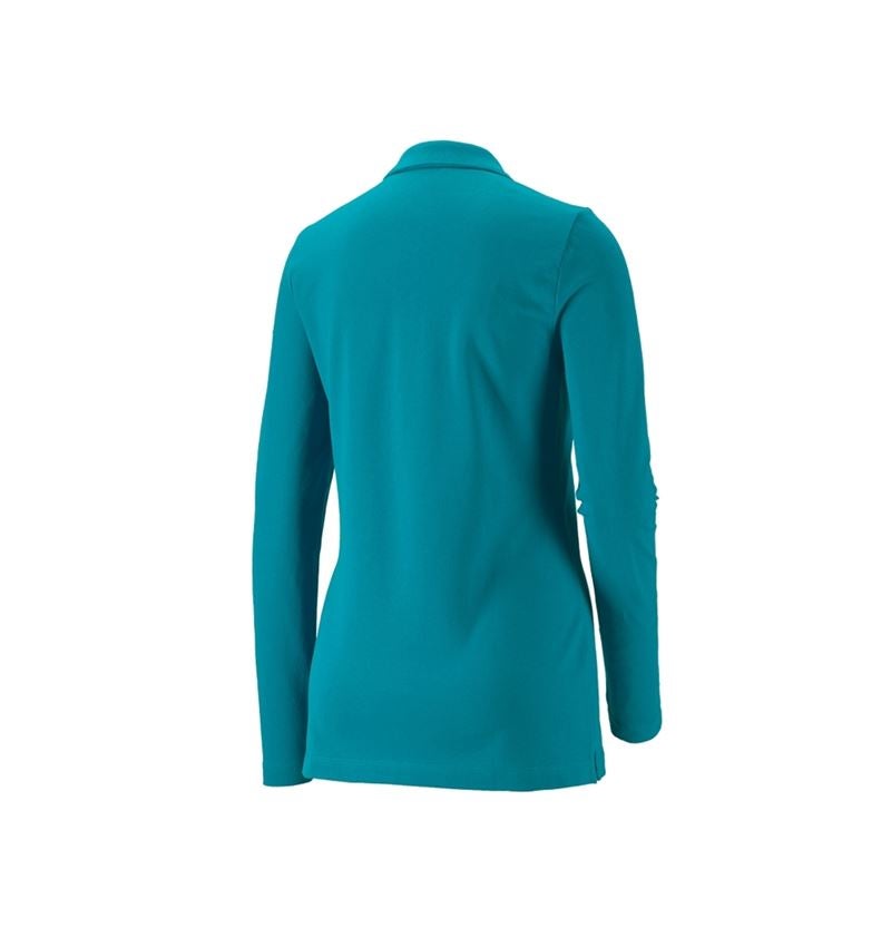Bovenkleding: e.s. Pique-Polo longsleeve cotton stretch,dames + oceaan 1