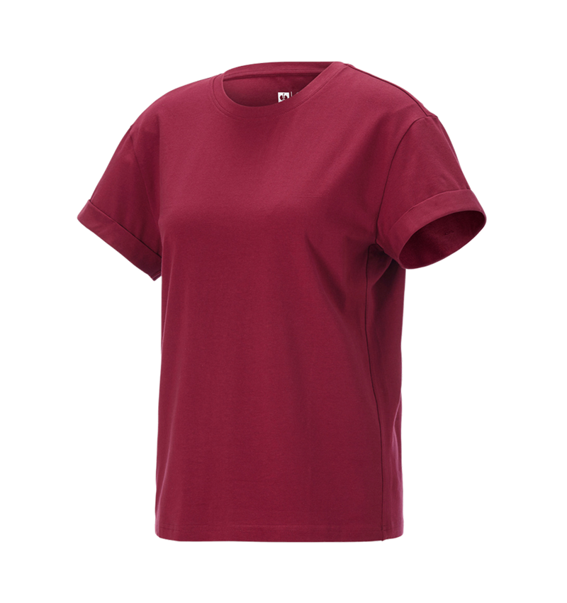Bovenkleding: e.s. T-Shirt cotton stretch rolled sleeve, dames + bordeaux 4