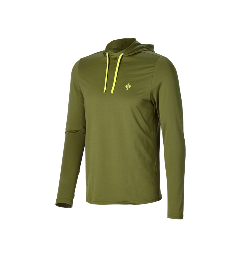 Bovenkleding: Functionele hoodie-longsleeve UV e.s.trail + jeneverbesgroen/limegroen 4