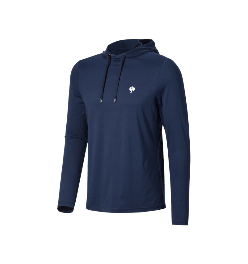 Bovenkleding: Functionele hoodie-longsleeve UV e.s.trail + diepblauw/wit 3