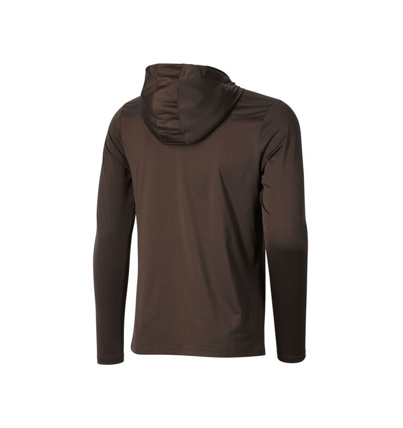 Bovenkleding: Functionele hoodie-longsleeve UV e.s.trail + kastanje/hazelnoot 4
