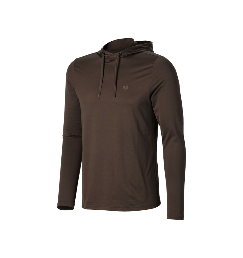 Bovenkleding: Functionele hoodie-longsleeve UV e.s.trail + kastanje/hazelnoot 3