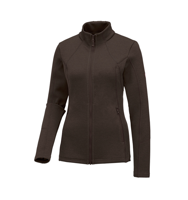 Werkjassen: e.s. Functioneel sweatjack melange, dames + kastanje melange