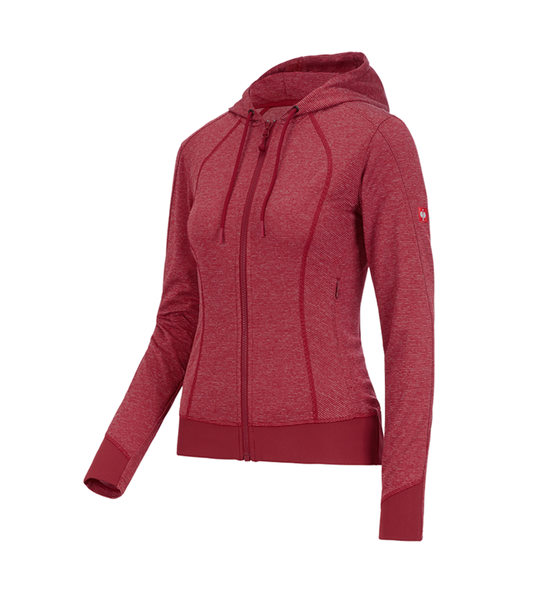 Werkjassen: e.s. Functioneel capuchonjack stripe, dames + vuurrood