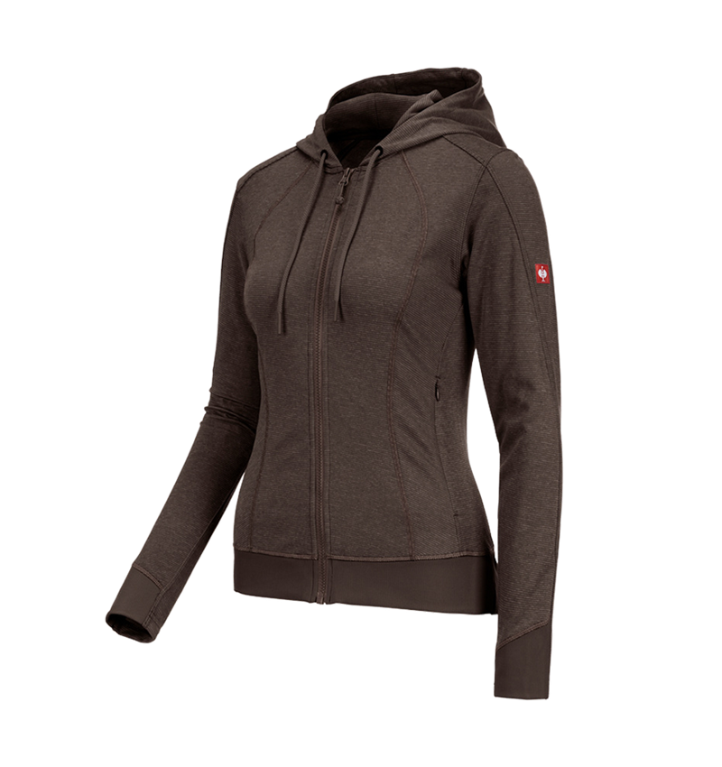 Werkjassen: e.s. Functioneel capuchonjack stripe, dames + kastanje