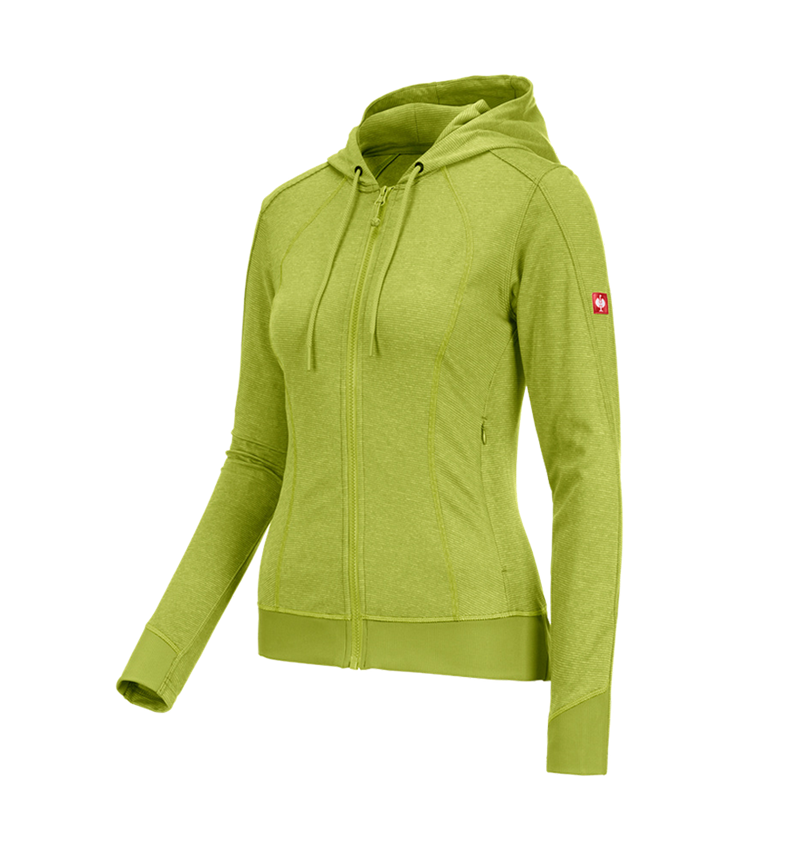 Werkjassen: e.s. Functioneel capuchonjack stripe, dames + meigroen 2