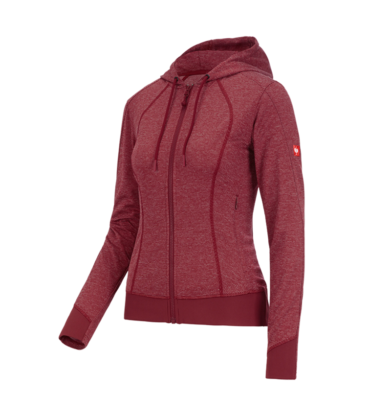 Werkjassen: e.s. Functioneel capuchonjack stripe, dames + robijn