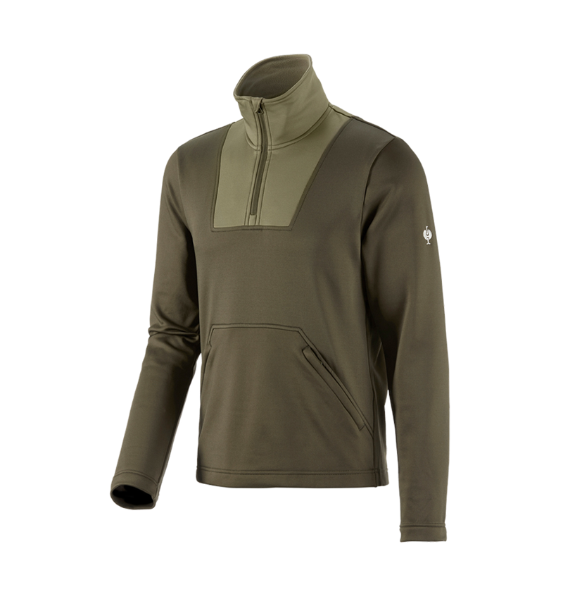 Bovenkleding: Funct.-Schipperstrui thermo stretch e.s.concrete + moddergroen/stipa-groen 2