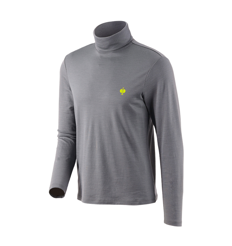 Onderwerpen: Shirt met col Merino e.s.trail + bazaltgrijs/zuurgeel 2