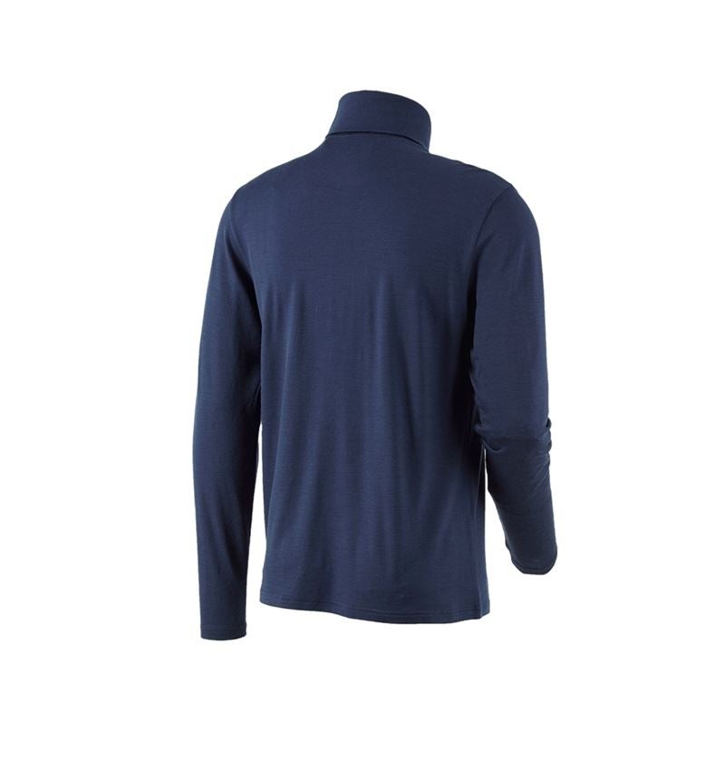 Onderwerpen: Shirt met col Merino e.s.trail + diepblauw/wit 3