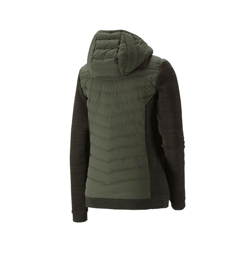 Werkjassen: Hybrid gebreid capuchonjack e.s.motion ten, dames + camouflagegroen melange 3