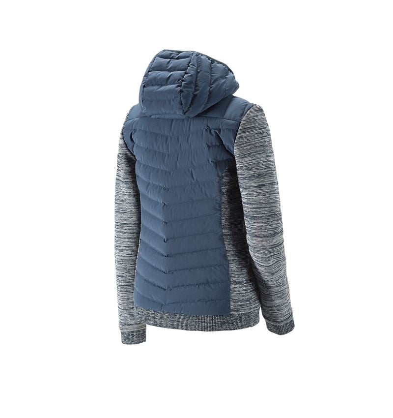 Werkjassen: Hybrid gebreid capuchonjack e.s.motion ten, dames + leisteenblauw melange 3