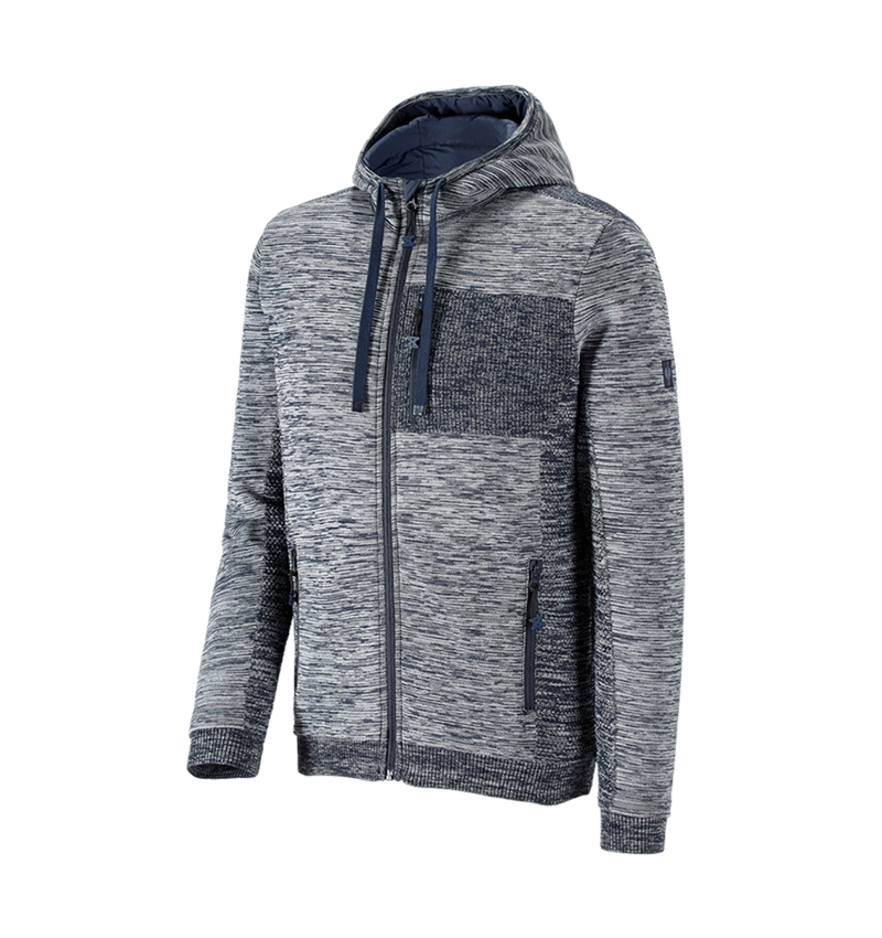 Werkjassen: Windbreaker gebreid capuchonjack e.s.motion ten + leisteenblauw melange 2