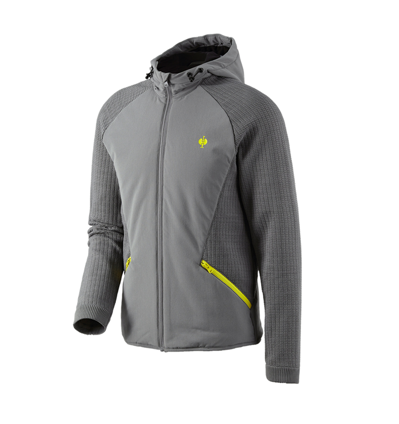 Werkjassen: Hybride gebreide jack met capuchon e.s.trail + bazaltgrijs/zuurgeel 2