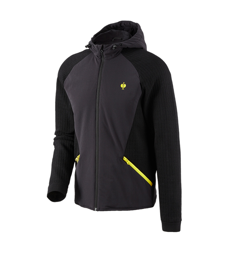 Werkjassen: Hybride gebreide jack met capuchon e.s.trail + zwart/zuurgeel 3