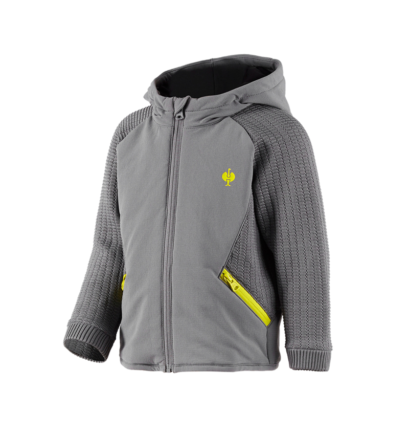 Jassen: Hybride gebreide jack met capuchon e.s.trail,kind. + bazaltgrijs/zuurgeel 2