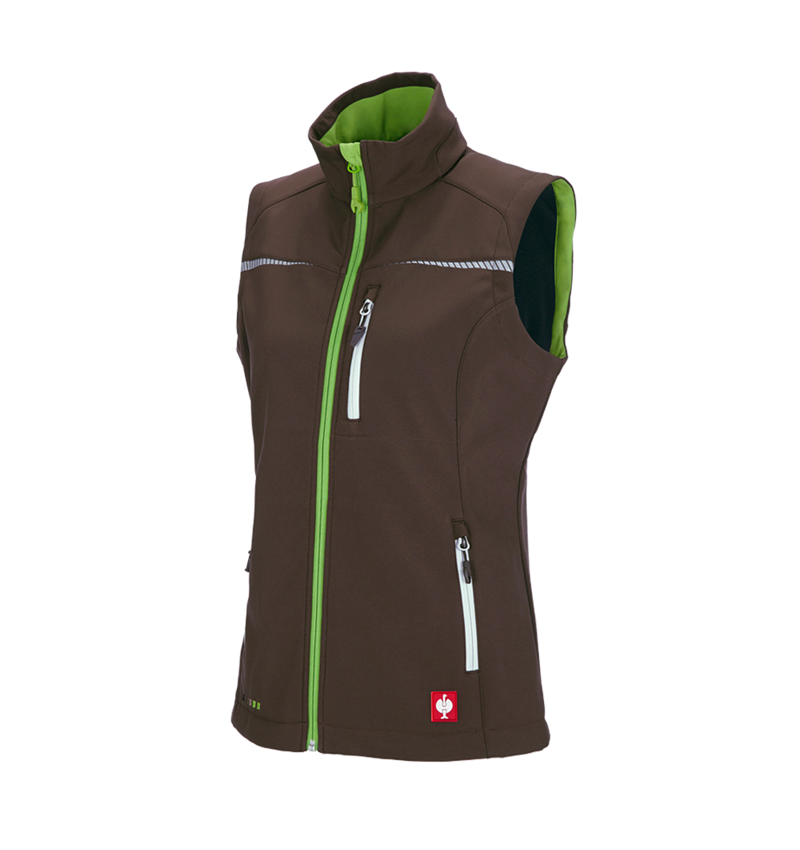 Werkvesten: Softshell-bodywarmer e.s.motion 2020, dames + kastanje/zeegroen 2