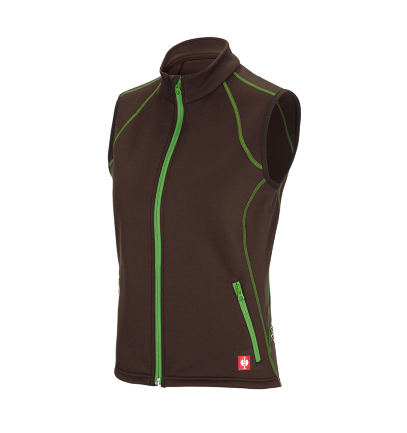 Werkvesten: Bodywarmer thermo stretch e.s.motion 2020, dames + kastanje/zeegroen 2