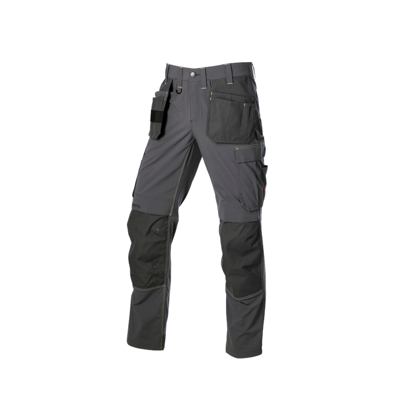 Werkbroeken: Stretch holster werkbroek e.s.line.core + carbongrijs/signaalgeel 5