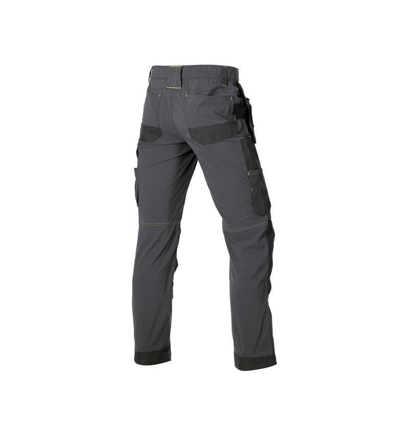 Werkbroeken: Stretch holster werkbroek e.s.line.core + carbongrijs/signaalgeel 6