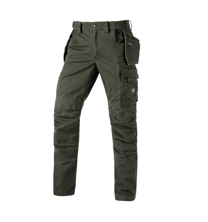 Werkbroeken: Werkbroek e.s.motion ten tool-pouch + camouflagegroen