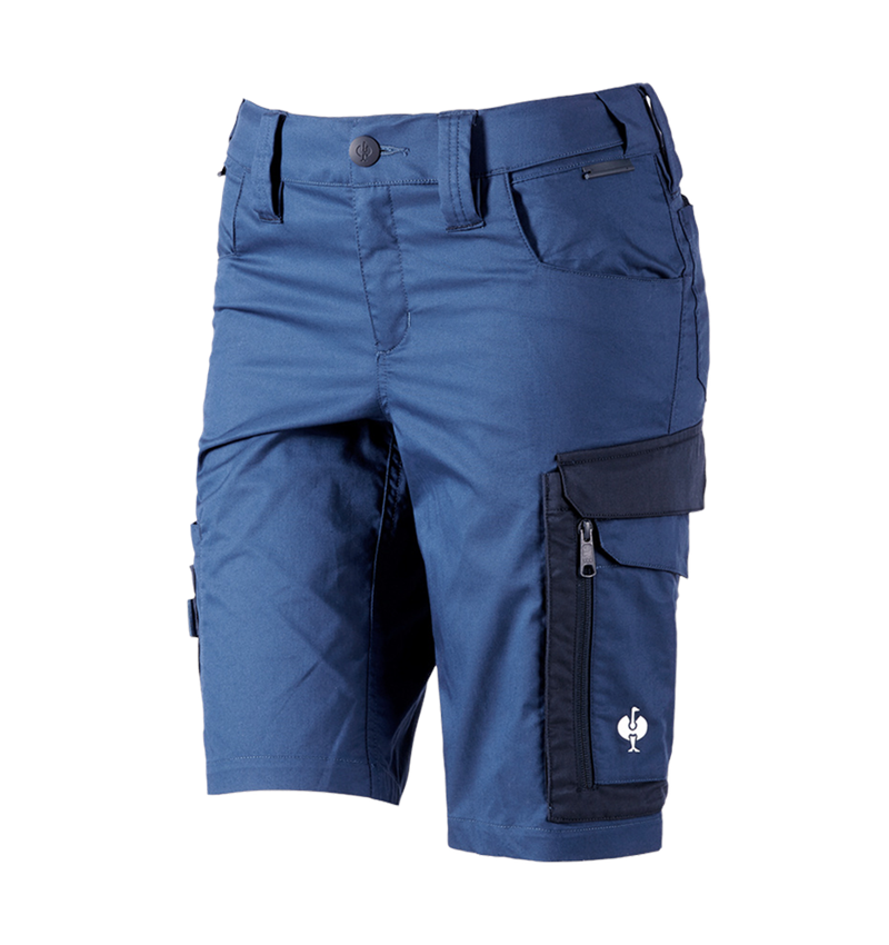 Werkbroeken: Short e.s.concrete light, dames + alkalisch blauw/diepblauw 2