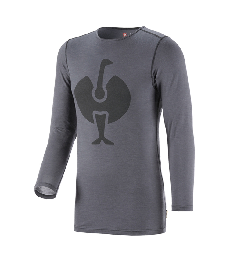 Kou: e.s. Longsleeve Merino, heren + cement/grafiet 1