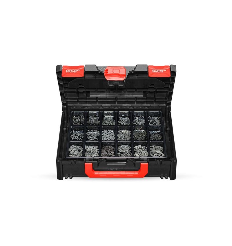 Assortiment kleine onderdelen: Borgplaatjes DIN 6799 in STRAUSSbox 118 midi