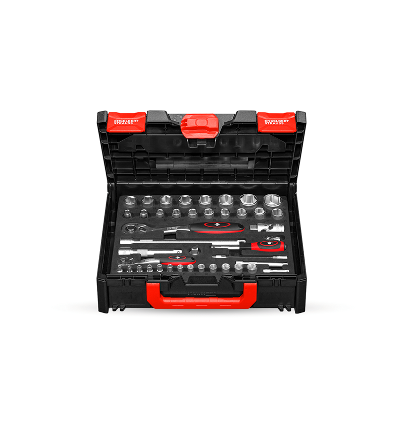 STRAUSSbox Systeem: Dopsleutel-set 1/4+1/2" Classic in STRAUSSbox