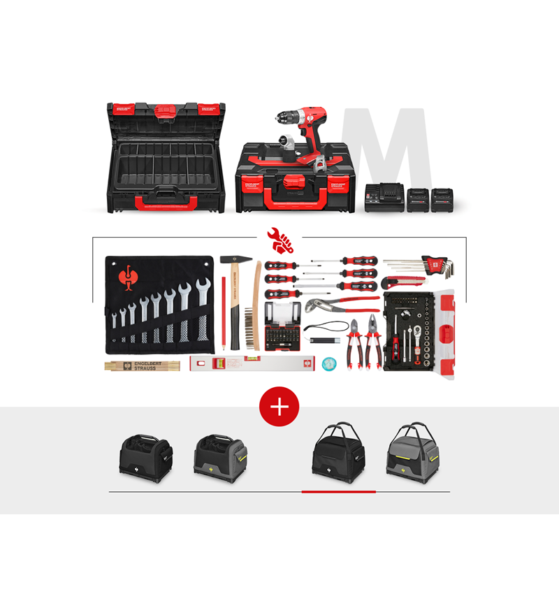 STRAUSSbox Systeem: Gereedsch.set Allround+18,0V accu-multischroefmach + zwart