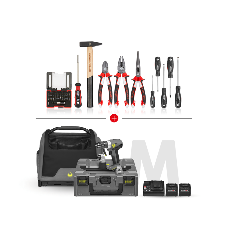 STRAUSSbox Systeem: Multi-schroefboormachineset +STRAUSSbox zak open + bazaltgrijs/zuurgeel