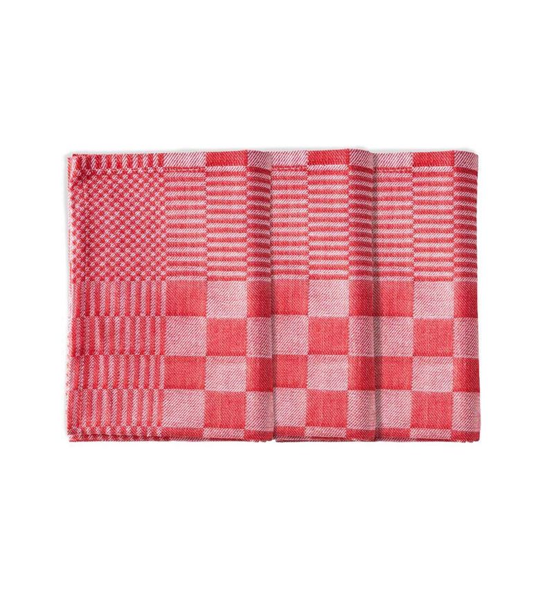 Doeken: e.s. Theedoeken solid, per 3 + rood