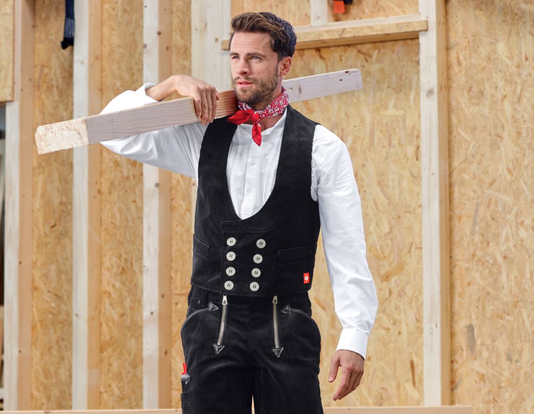 Werkvesten: Traditioneel gilet in grove ribcord + zwart 1