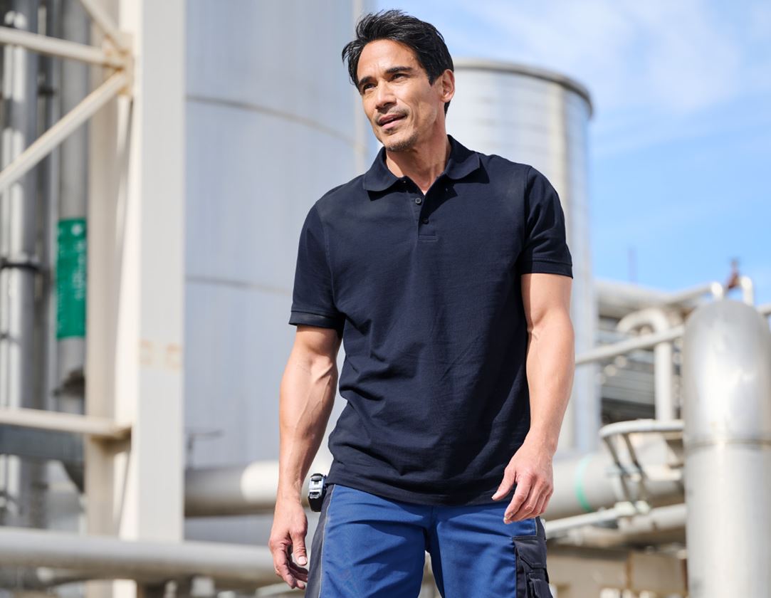 Bovenkleding: e.s. Polo-Shirt cotton + donkerblauw