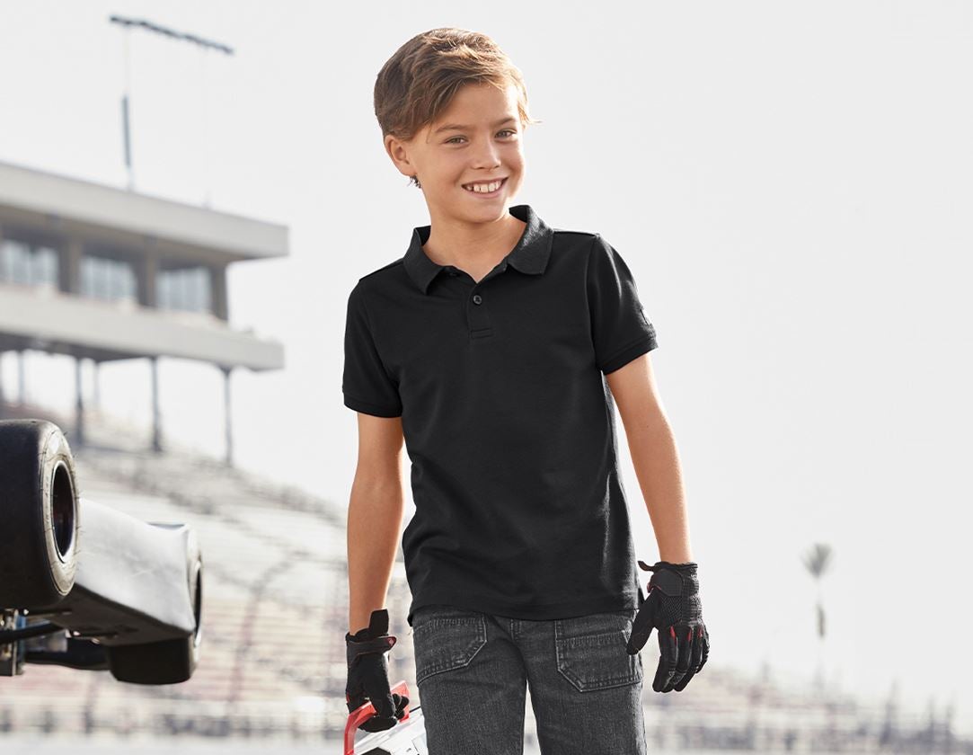 Bovenkleding: e.s. Polo-Shirt cotton stretch, kinderen + zwart