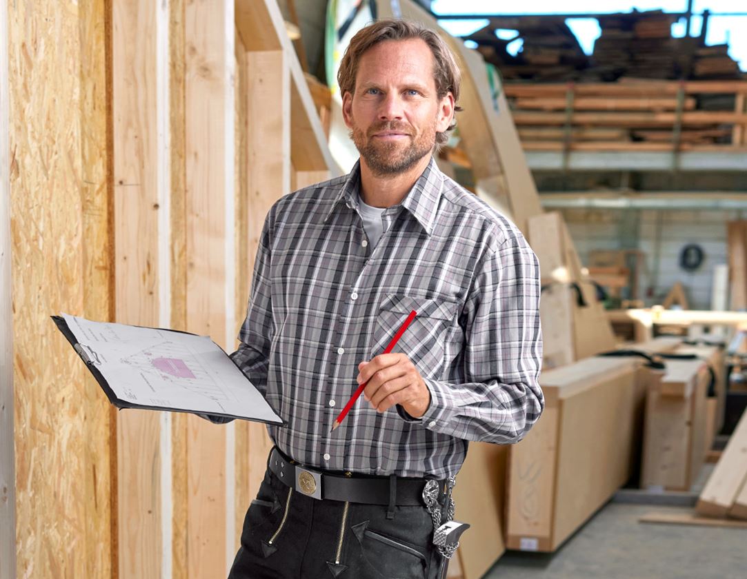 Bovenkleding: Overhemd, lange mouw Bremen + grijs