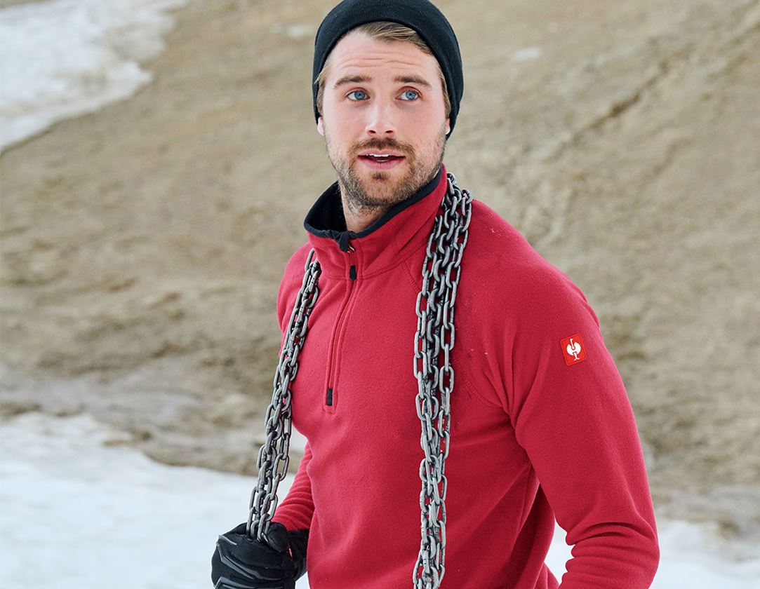 Bovenkleding: Microfleece schipperstrui dryplexx® micro + rood 1