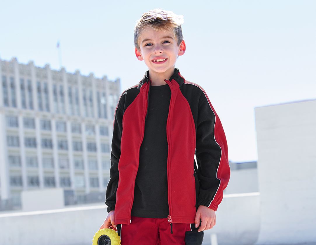 Jassen: Microfleece kinderjack dryplexx® micro + rood/zwart