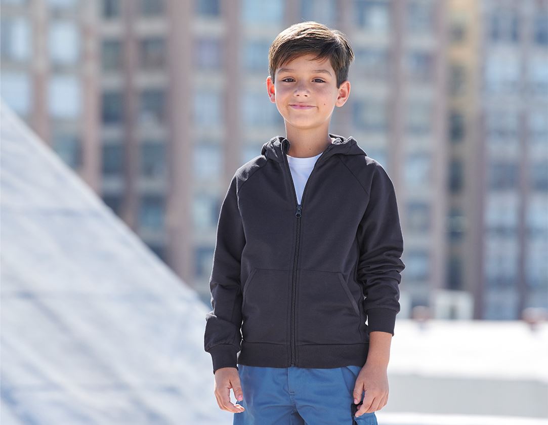 Bovenkleding: e.s. hoody-sweatjack cotton stretch, kinderen + donkerblauw
