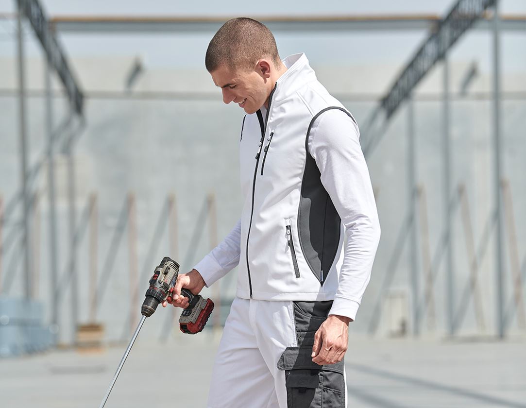 Schrijnwerkers / Meubelmakers: Softshell-bodywarmer dryplexx® softlight + wit/grijs 1