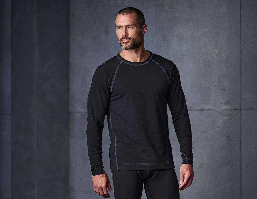 Ondergoed | Thermokleding: e.s. Cotton stretch longsleeve + zwart