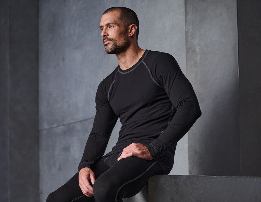 Ondergoed | Thermokleding: e.s. Cotton stretch longsleeve + zwart 1