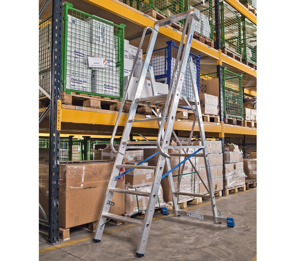 Ladders: KRAUSE Bokladder met treden met groot platform 3