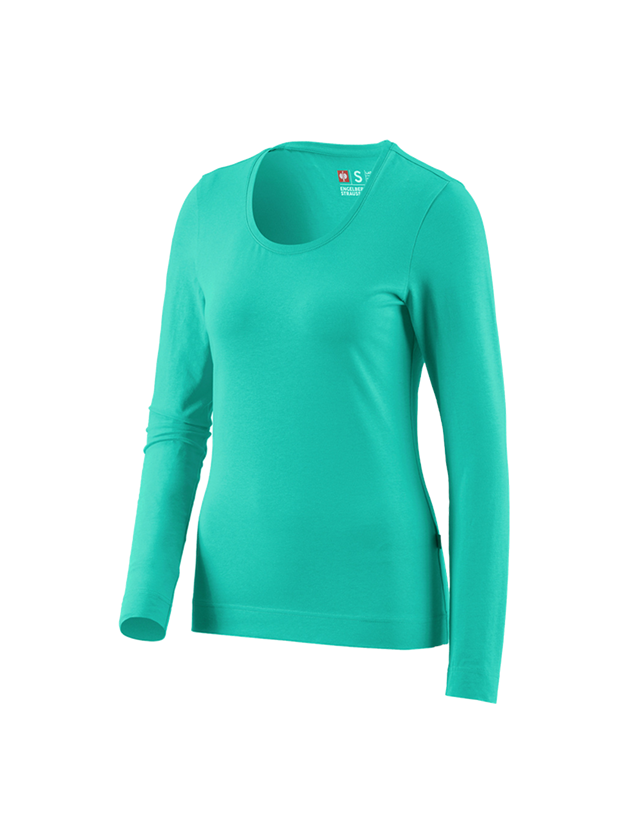 Bovenkleding: e.s. Longsleeve cotton stretch, dames + lagune
