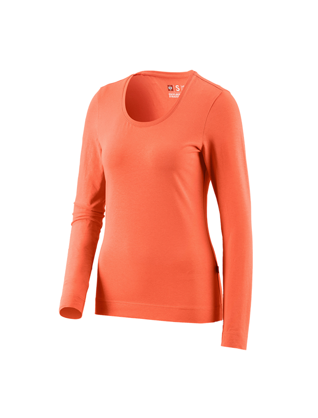 Bovenkleding: e.s. Longsleeve cotton stretch, dames + nectarine
