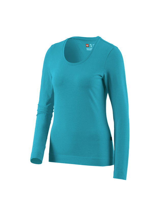 Bovenkleding: e.s. Longsleeve cotton stretch, dames + oceaan