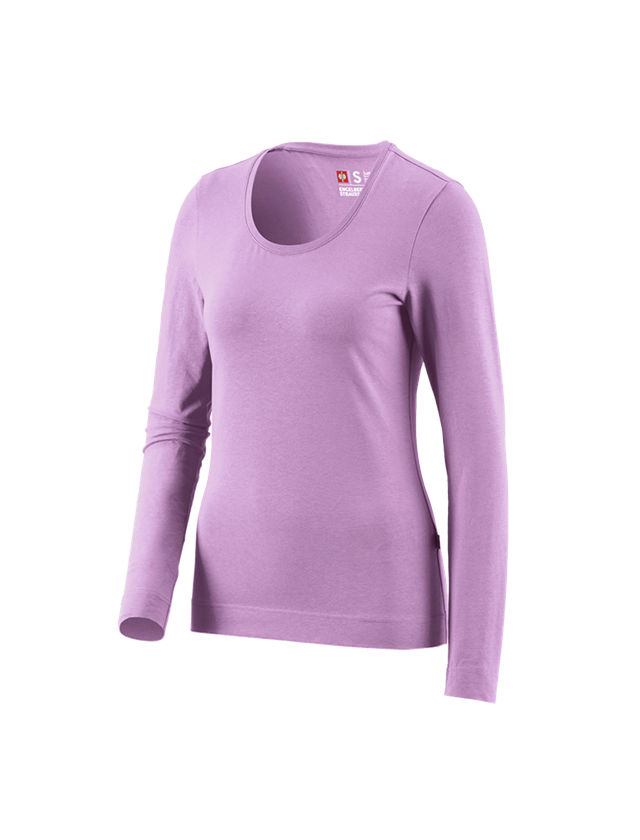 Bovenkleding: e.s. Longsleeve cotton stretch, dames + lavendel