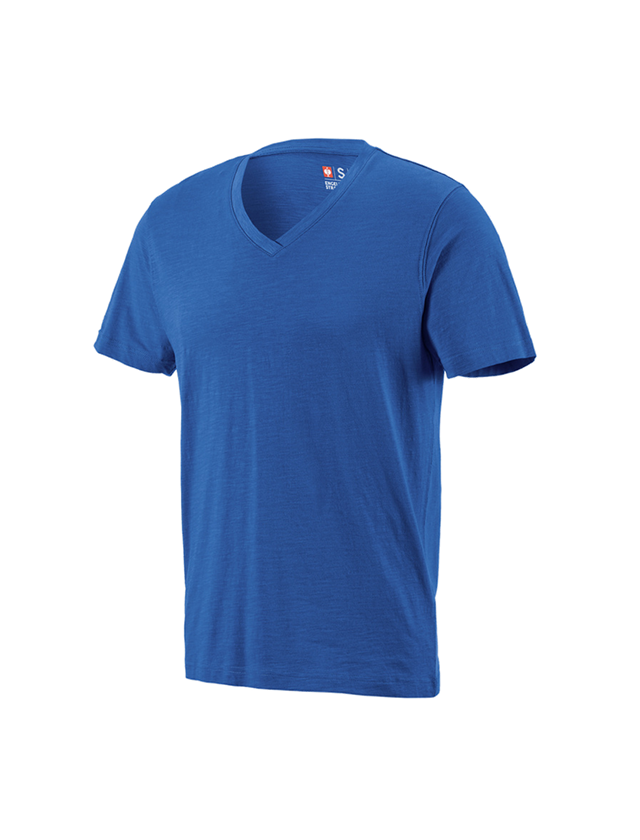 Onderwerpen: e.s. T-Shirt cotton slub V-Neck + gentiaanblauw
